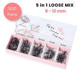 Testbox 4D Wimpern - 5in1 Mixbox (500 fertige Wimpernfächer) Künstliche Wimpern 0.07 CC - WUM Germany