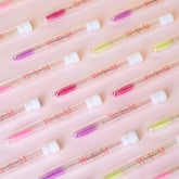 Wimpernbürstchen mit Schutzglas - 10er-Pack Wimpern- & Augenbrauenbehandlung rosa - WUM GERMANY - fertige Wimpernfächer