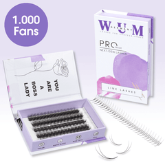 2D Volumen Wimpern auf Klebestreifen - 1000 fertige Wimpernfächer Künstliche Wimpern 0.10 C 6mm - WUM Germany