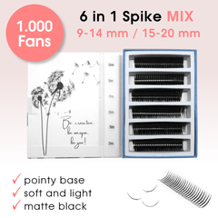 8D Spike Lashes - 6in1 MixBox (1.000 fertige Spikes) Künstliche Wimpern 0.07 CC 9 - 14mm - WUM Germany