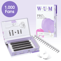 8D Volumen Wimpern auf Klebestreifen - 1000 fertige Wimpernfächer Künstliche Wimpern 0.05 C 7mm - WUM Germany