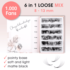 Super Black Lashes 5D - 6in1 Mixbox (1.000 fertige Wimpernfächer) Künstliche Wimpern 0.09 C - WUM Germany