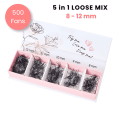 Wimpern 4D - 5in1 Mixbox (500 fertige Wimpernfächer) Künstliche Wimpern 0.07 CC - WUM Germany